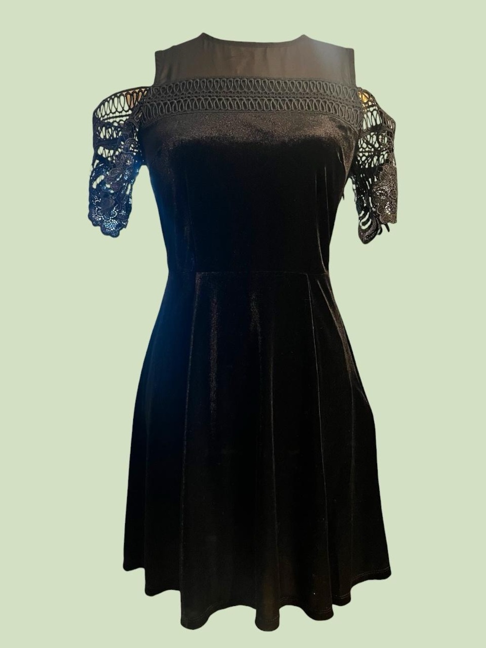 Topshop Black Lace Trim Mini Dress Size 6 Romantic Goth Y2K